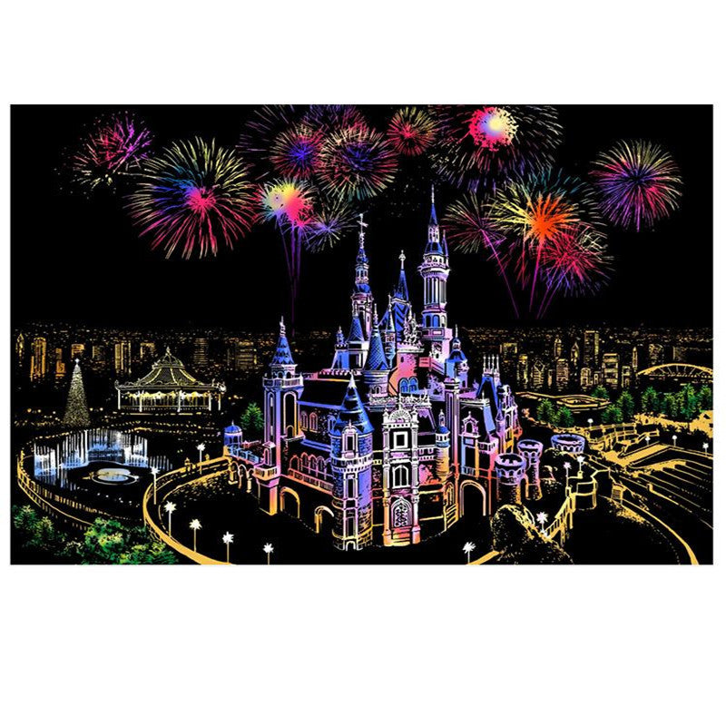 Color City Night Scenery Scratch Art