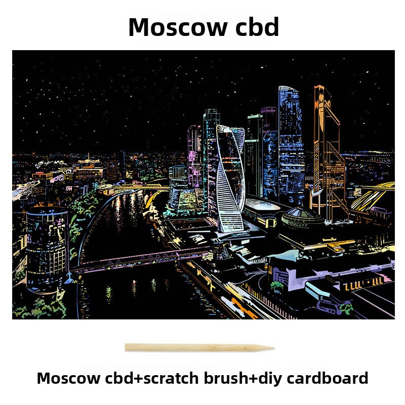 Color City Night Scenery Scratch Art