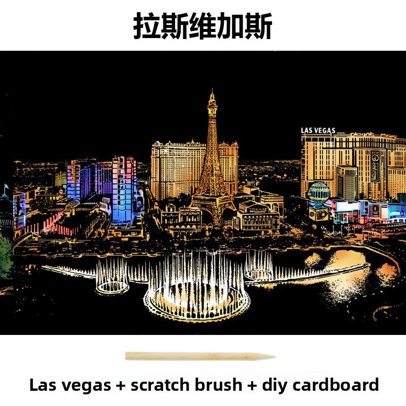Color City Night Scenery Scratch Art