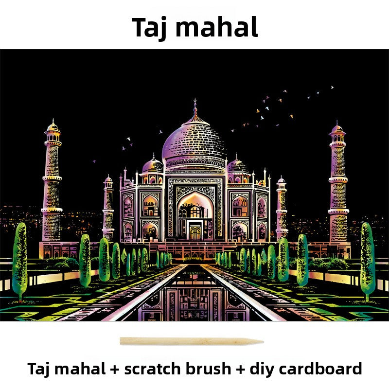 Color City Night Scenery Scratch Art