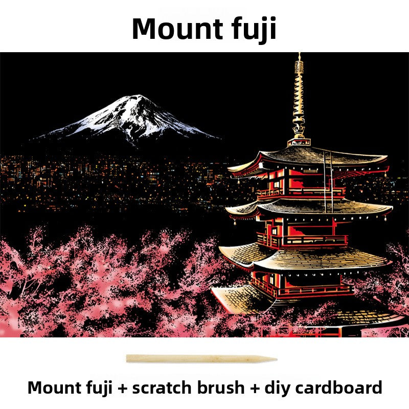 Color City Night Scenery Scratch Art