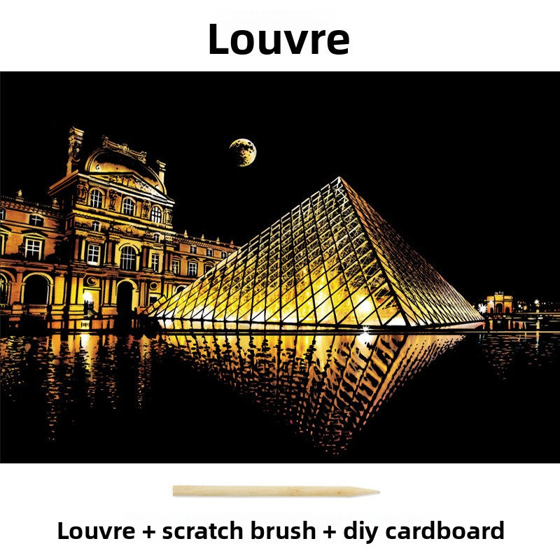 Color City Night Scenery Scratch Art