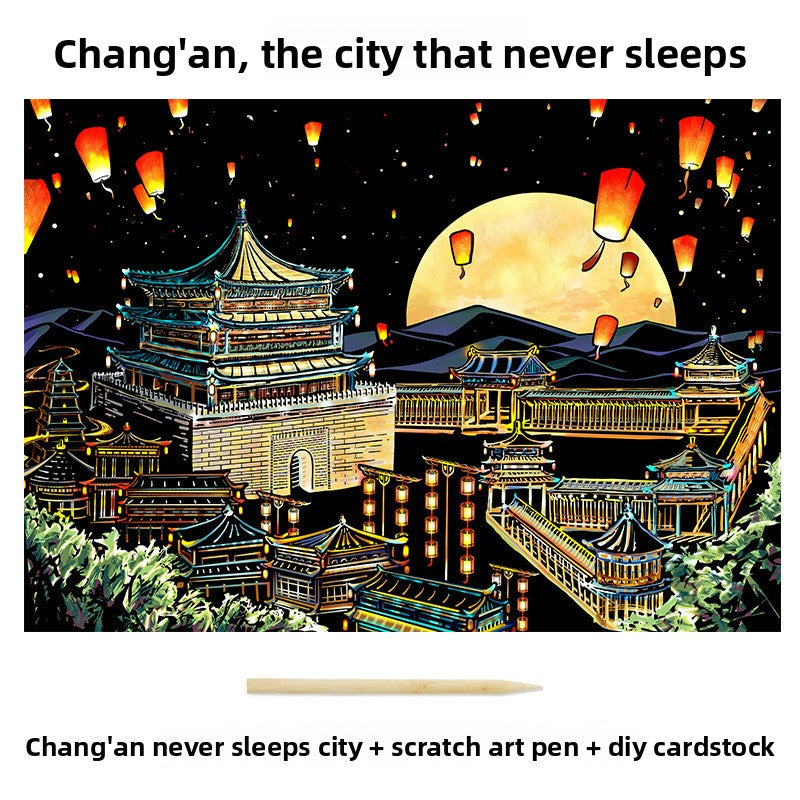 Color City Night Scenery Scratch Art