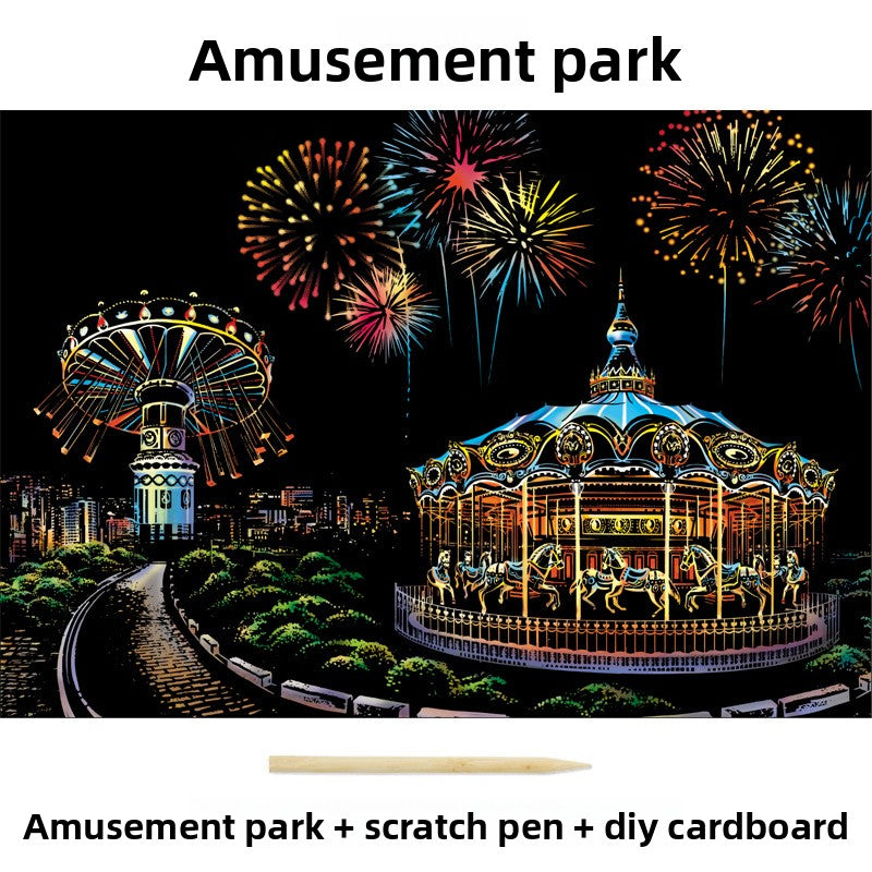 Color City Night Scenery Scratch Art