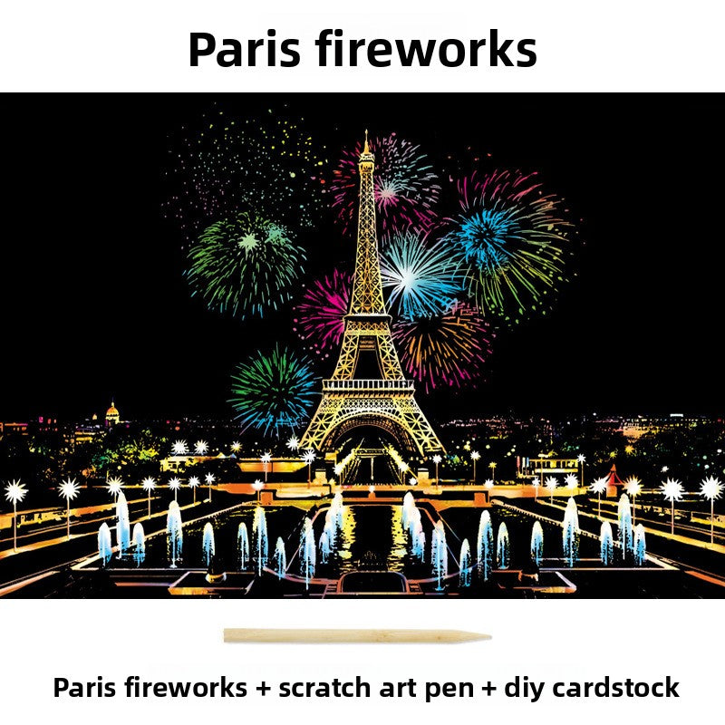 Color City Night Scenery Scratch Art