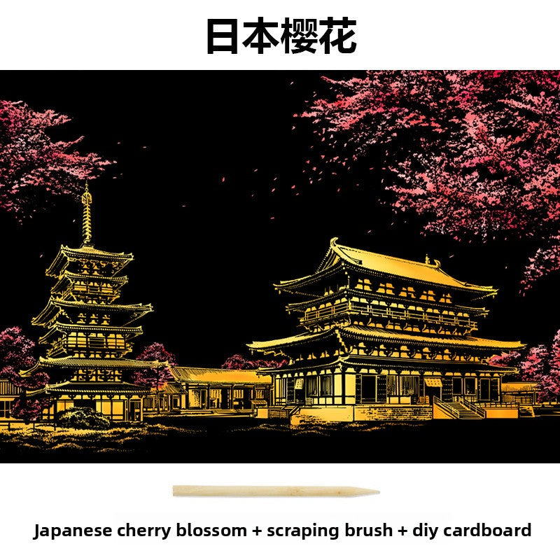 Color City Night Scenery Scratch Art