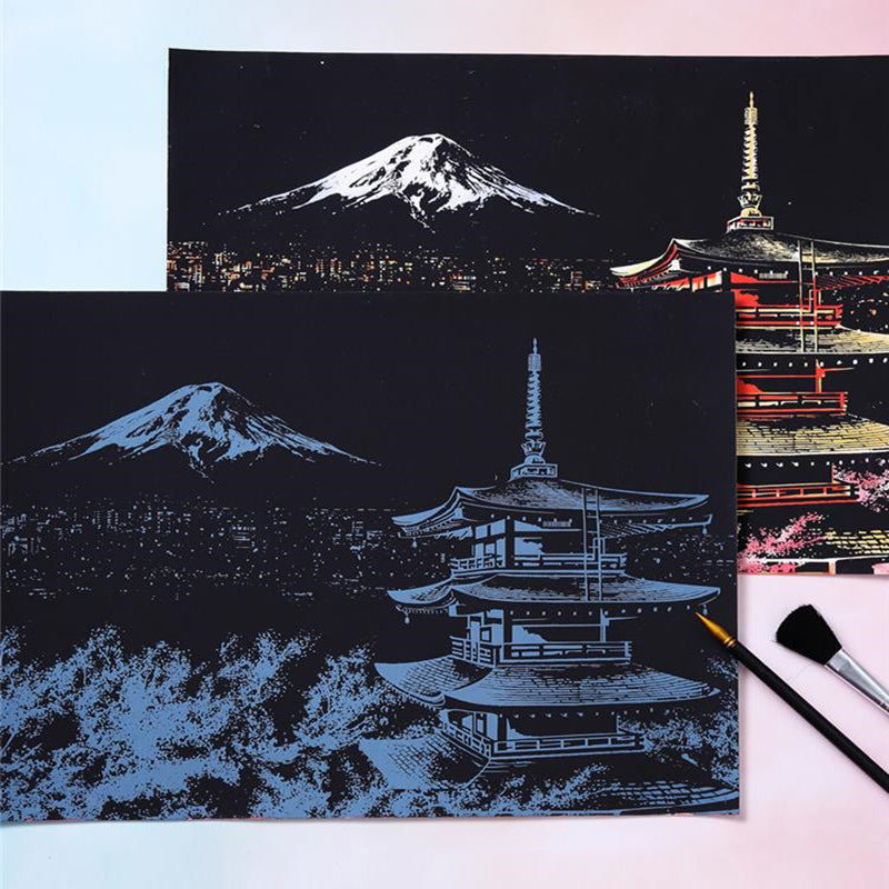 Color City Night Scenery Scratch Art