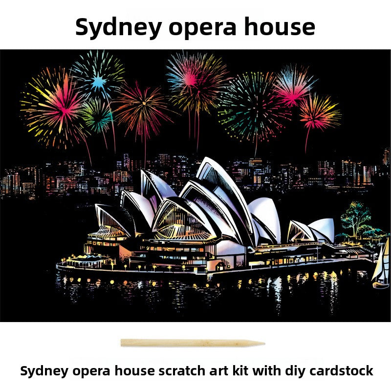 Color City Night Scenery Scratch Art