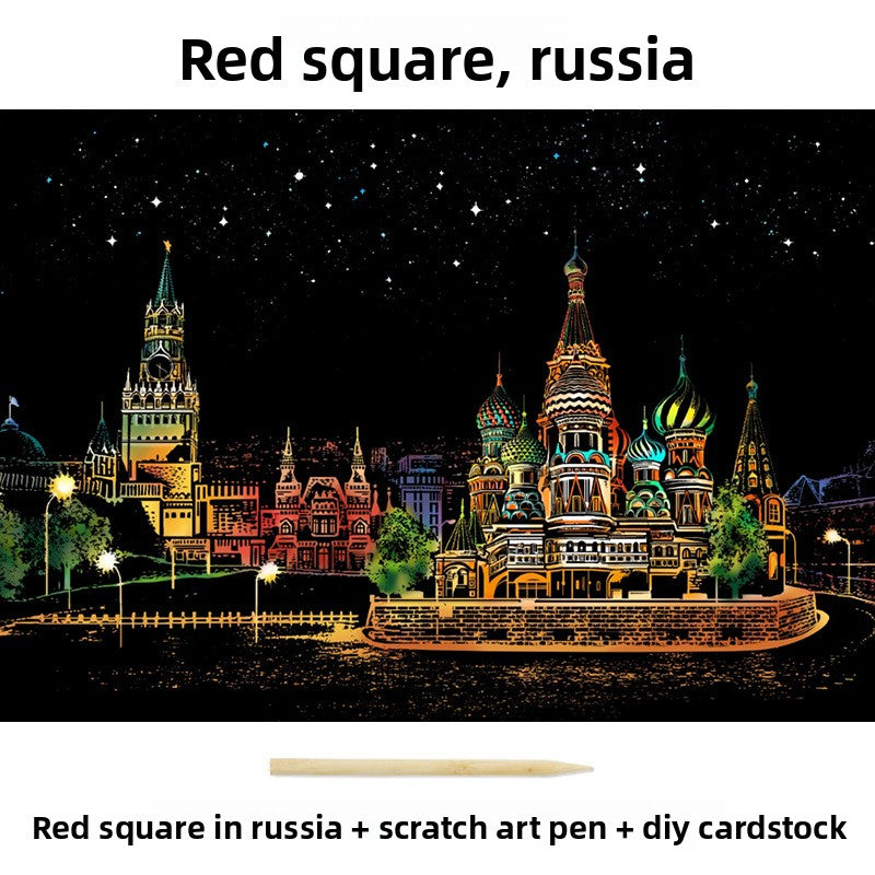 Color City Night Scenery Scratch Art