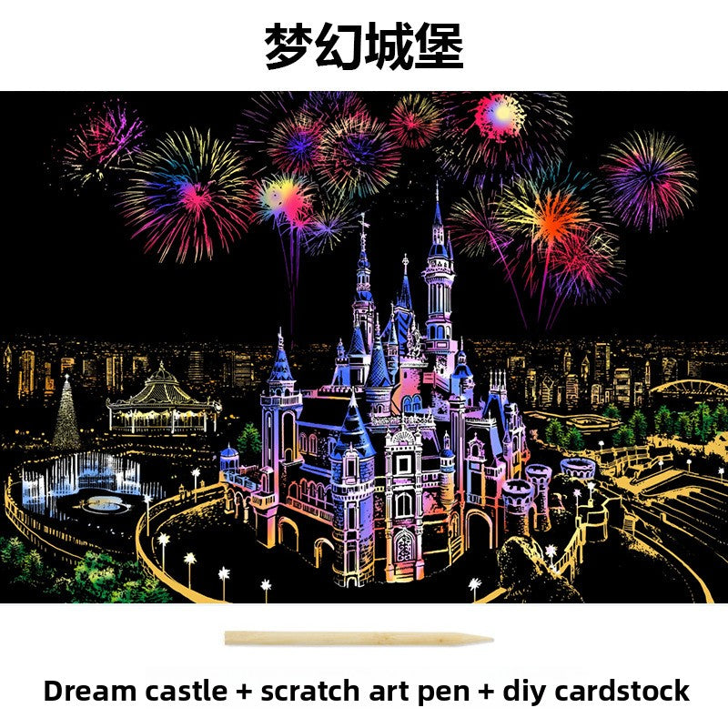 Color City Night Scenery Scratch Art