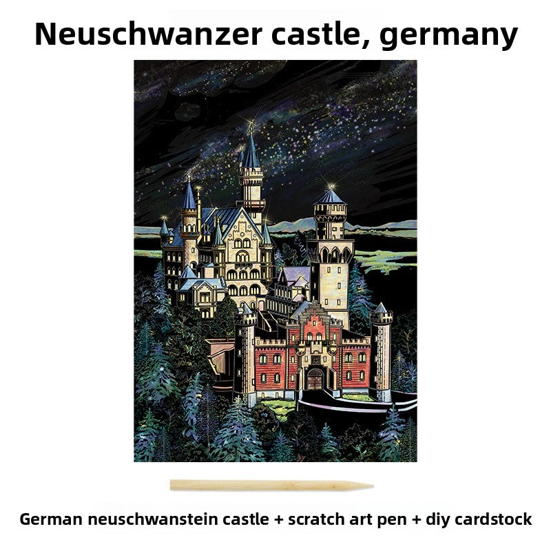 Color City Night Scenery Scratch Art