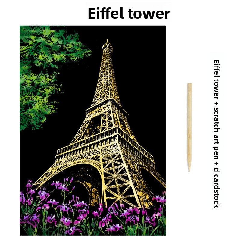 Color City Night Scenery Scratch Art