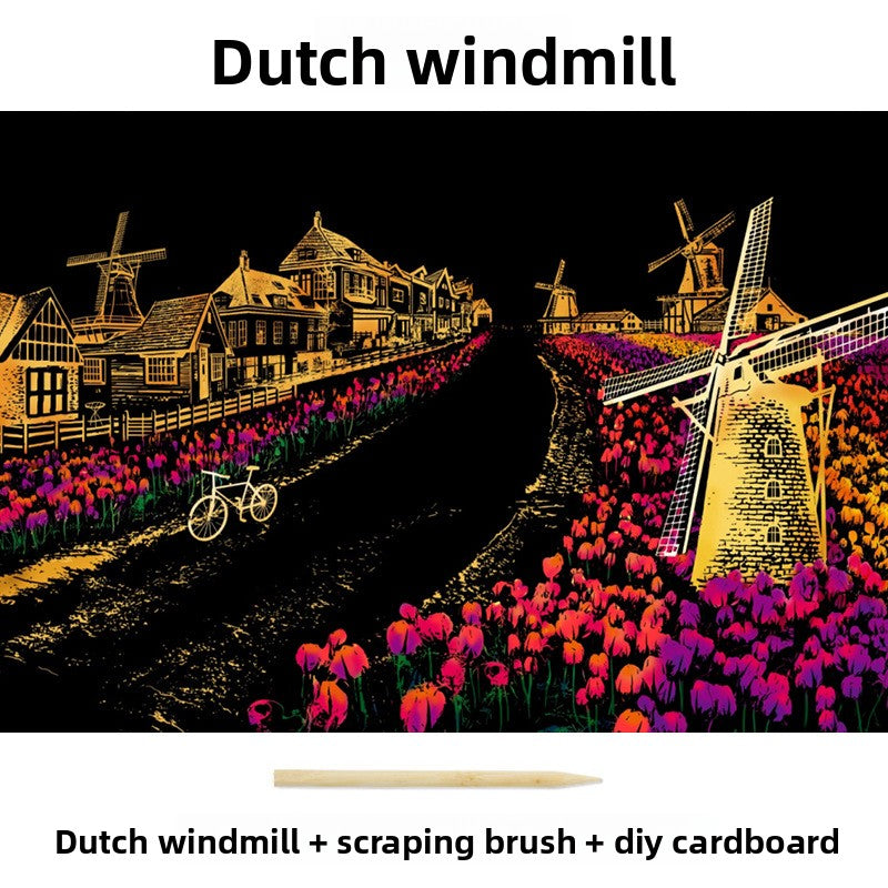 Color City Night Scenery Scratch Art