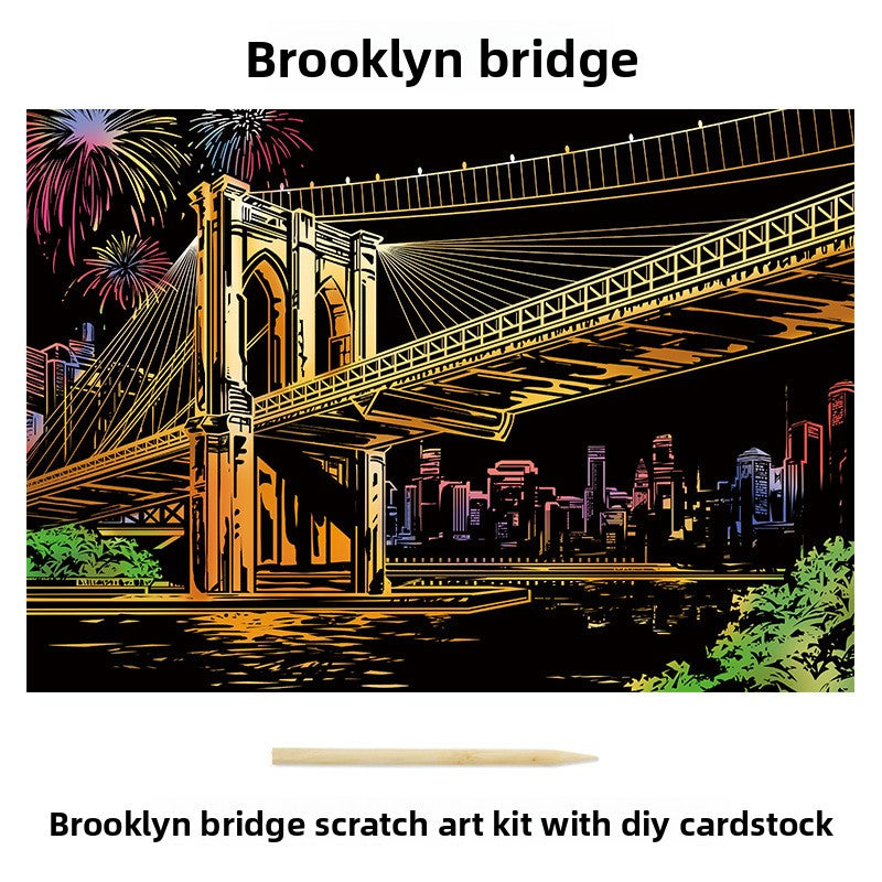 Color City Night Scenery Scratch Art