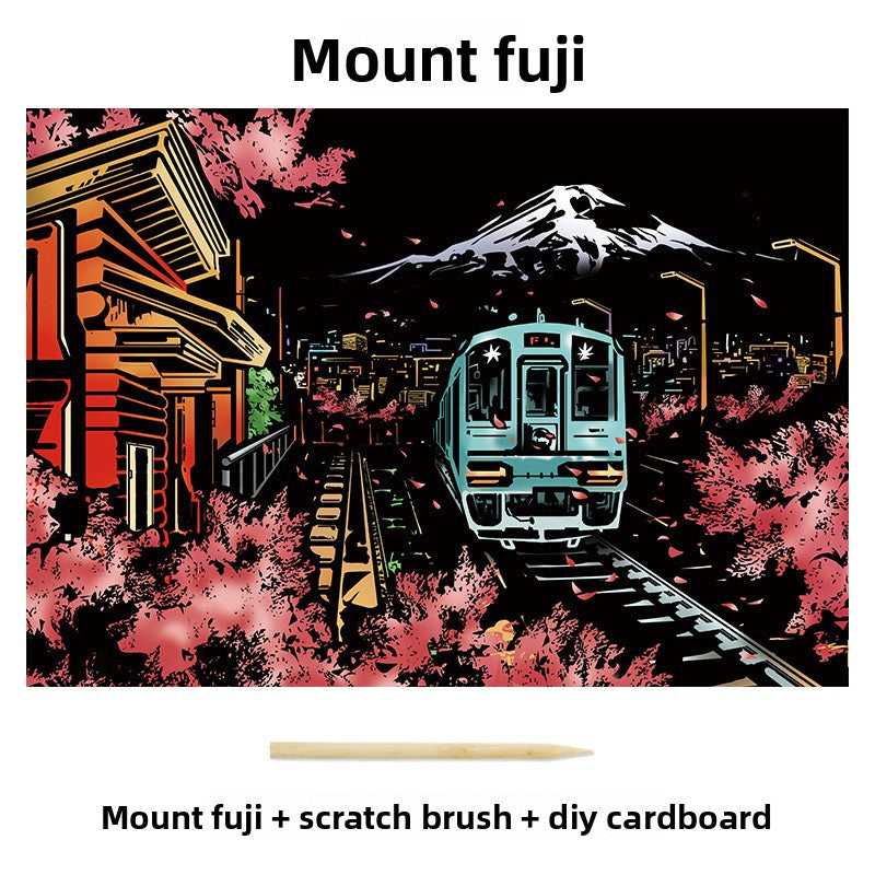 Color City Night Scenery Scratch Art