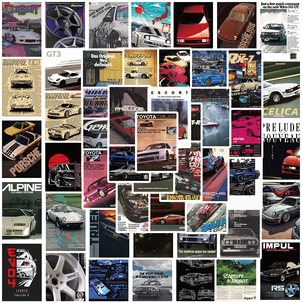 50 JDM Car Graffiti Waterproof PVC Stickers for DIY Decoration